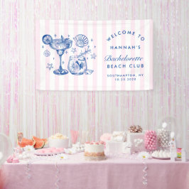 Retro Modern Pink & Blue Bachelorette Weekend Banner