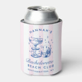 Retro Modern Pink & Blue Bachelorette Weekend Dosenkühler (Kanne Vorderseite)