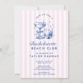 Retro Modern Pink & Blue Bachelorette Weekend Einladung (Vorderseite)