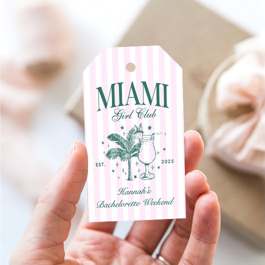 Retro Modern Pink & Green Miami Junggeselinnen-Abs Geschenkanhänger