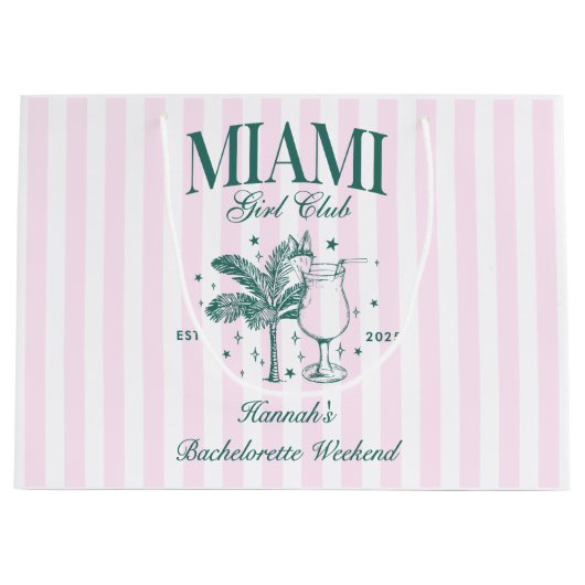 Retro Modern Pink & Green Miami Junggeselinnen-Abs Große Geschenktüte (Vorderseite)