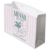 Retro Modern Pink & Green Miami Junggeselinnen-Abs Große Geschenktüte (Rückseite Schrägansicht)