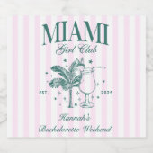 Retro Modern Pink & Green Miami Junggeselinnen-Abs Schaumweinetikett (Einzelnes Label)