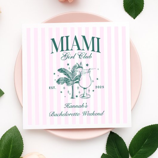 Retro Modern Pink & Green Miami Junggeselinnen-Abs Serviette