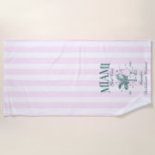 Retro Modern Pink & Green Miami Junggeselinnen-Abs Strandtuch (Vorderseite)