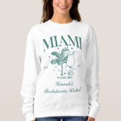 Retro Modern Pink & Green Miami Junggeselinnen-Abs Sweatshirt (Vorderseite)