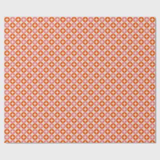 Retro Modern Pink Orange Holiday Pattern Geschenkpapier (Flach)