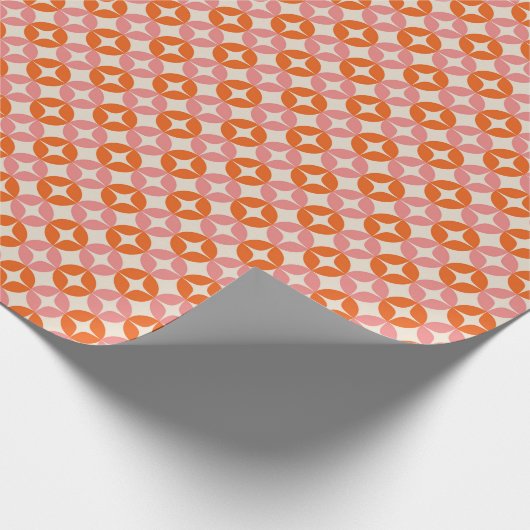 Retro Modern Pink Orange Holiday Pattern Geschenkpapier (Ecke)