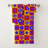 Retro Modern Polka Dots Circles Op Art 1970s Badhandtuch Set (Insitu)