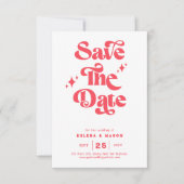 Retro Modern Red & White Wedding Save The Date (Vorderseite)