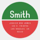 Retro Modern Return Address Runder Aufkleber (Vorderseite)