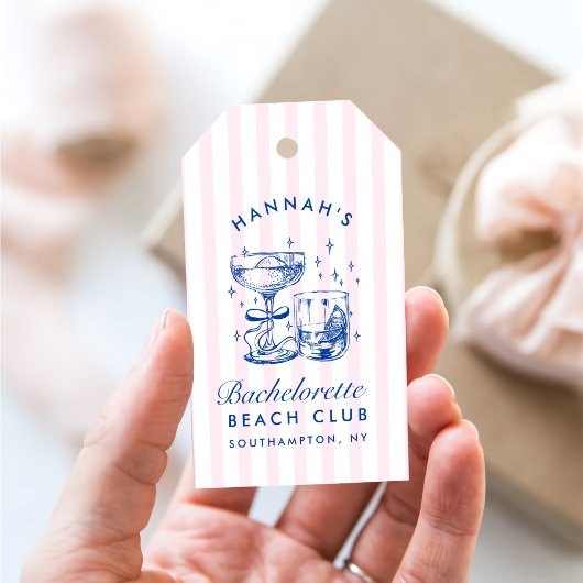 Retro-Modern Rosa & Blaues Junggesellinnen-Wochene Geschenkanhänger