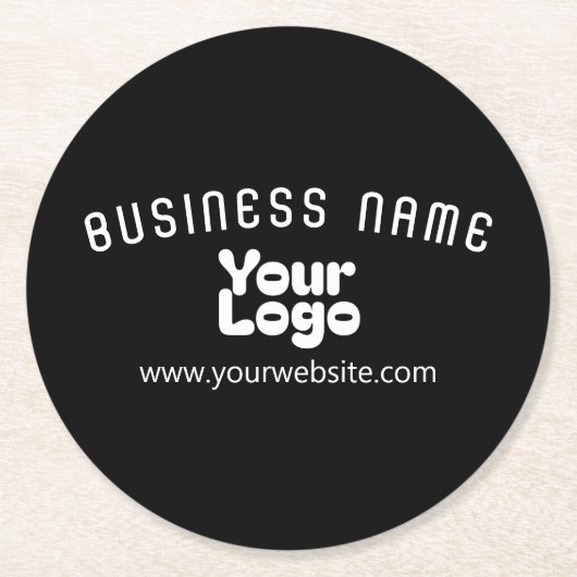 Retro-Modern Schwarz & Weiß hochladen (editierbar) Runder Pappuntersetzer (Vorderseite)