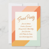 Retro Modern Script Pastel Stripe Graduation Party Einladung (Vorderseite)