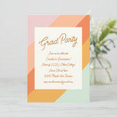 Retro Modern Script Pastel Stripe Graduation Party Einladung (Stehend Vorderseite)