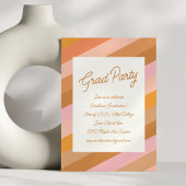 Retro Modern Script Rosa Orange Graduation Party Einladung