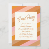 Retro Modern Script Rosa Orange Graduation Party Einladung (Vorderseite)