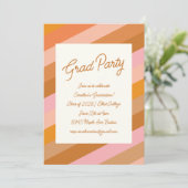 Retro Modern Script Rosa Orange Graduation Party Einladung (Stehend Vorderseite)