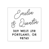 Retro Modern Script Wedding Return Address Gummistempel (Prägung)