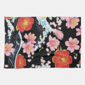 Retro Modern Seigaiha Sakura Flowers Japan party Geschirrtuch (Horizontal)