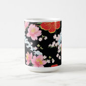 Retro Modern Seigaiha Sakura Flowers Japan party Kaffeetasse (Mittel)