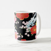 Retro Modern Seigaiha Sakura Flowers Japan party Kaffeetasse (VorderseiteRechts)