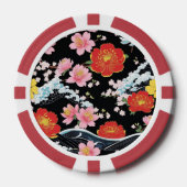 Retro Modern Seigaiha Sakura Flowers Japan party Pokerchips (Vorderseite)