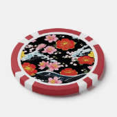 Retro Modern Seigaiha Sakura Flowers Japan party Pokerchips (Einzeln)