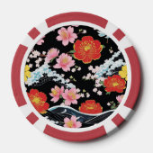 Retro Modern Seigaiha Sakura Flowers Japan party Pokerchips (Rückseite)