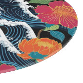 Retro Modern Seigaiha Sakura Flowers Japan party Schneidebrett (Ecke)