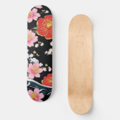 Retro Modern Seigaiha Sakura Flowers Japan party Skateboard (Vorderseite)