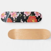 Retro Modern Seigaiha Sakura Flowers Japan party Skateboard (Horizontal)