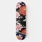 Retro Modern Seigaiha Sakura Flowers Japan party Skateboard (Vorderseite)