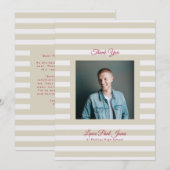 Retro Modern Stripe Photo High School Grad Dankeskarte (Vorne/Hinten)