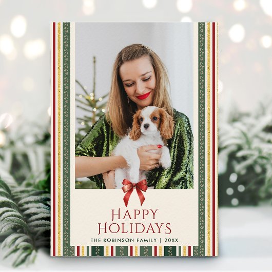 Retro Modern Stripes & Bow Frohe Weihnachten 1 Fot