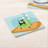 Retro Modern Style Cat Mitte des Jahrhunderts Rechteckiger Pappuntersetzer (angewinkelt)