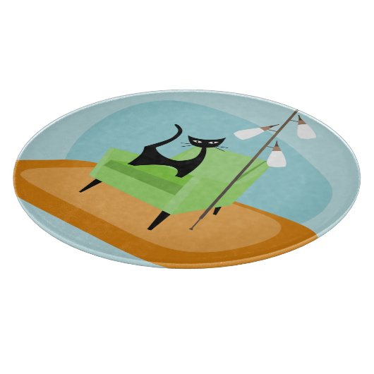 Retro Modern Style Cat Mitte des Jahrhunderts Schneidebrett (Ecke)