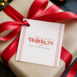 Retro Modern Stylish Red Typography Script Holiday Geschenkanhänger