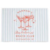 Retro Modern Vintag Blue Bachelorette Große Geschenktüte (Vorderseite)