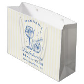 Retro Modern Vintag Blue Bachelorette Große Geschenktüte (Rückseite Schrägansicht)