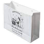 Retro Modern Vintag Blue Bachelorette Große Geschenktüte (Vorderseite Schrägansicht)