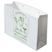 Retro Modern Vintag Blue Bachelorette Große Geschenktüte (Rückseite Schrägansicht)