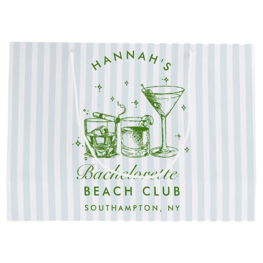 Retro Modern Vintag Blue Bachelorette Große Geschenktüte (Rückseite)