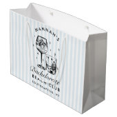 Retro Modern Vintag Blue Bachelorette Große Geschenktüte (Rückseite Schrägansicht)