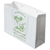 Retro Modern Vintag Blue Bachelorette Große Geschenktüte (Rückseite Schrägansicht)