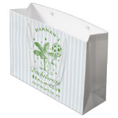 Retro Modern Vintag Blue Bachelorette Große Geschenktüte (Rückseite Schrägansicht)