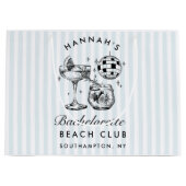 Retro Modern Vintag Blue Bachelorette Große Geschenktüte (Vorderseite)