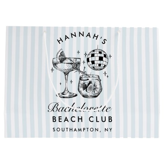 Retro Modern Vintag Blue Bachelorette Große Geschenktüte (Rückseite)