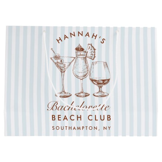 Retro Modern Vintag Blue Bachelorette Große Geschenktüte (Rückseite)