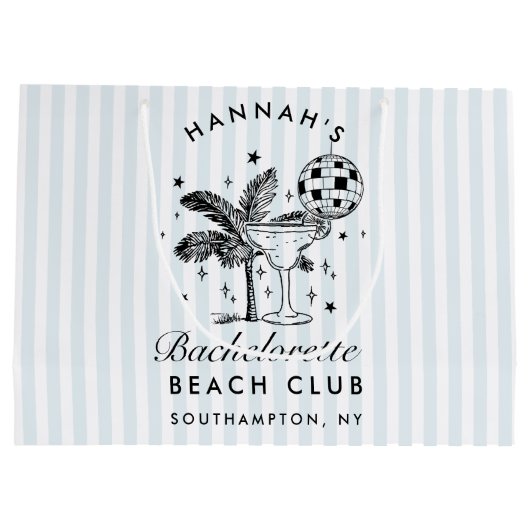 Retro Modern Vintag Blue Bachelorette Große Geschenktüte (Rückseite)